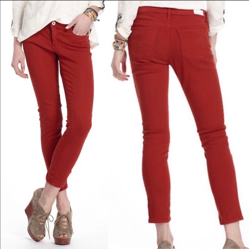 AG | Rusty Red Stevie Ankle Slim Straight Jeans 31